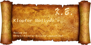 Klopfer Bolivár névjegykártya
